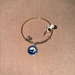 Alex and Ani Disney Hakuna Matata Silver Bangle Bracelet with Blue Charm